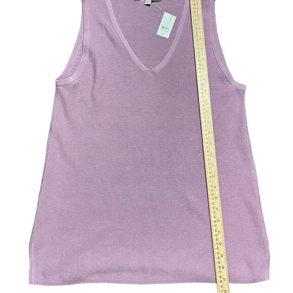 Loft NWT Purple Cotton Knit Sleeveless Blouse Sz L - Picture 5 of 6